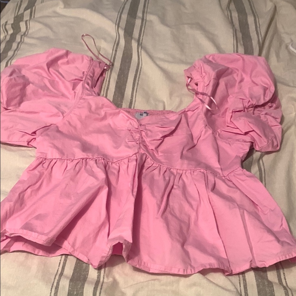 Pink Puff Sleeve Blouse